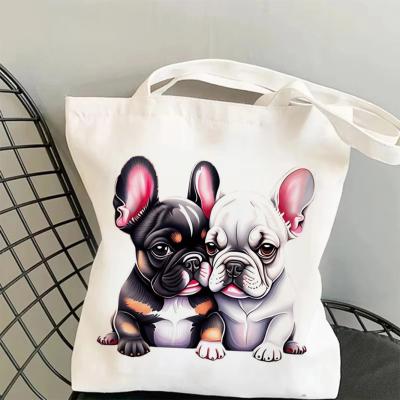 Playful French Bulldog Canvas Tote Bag