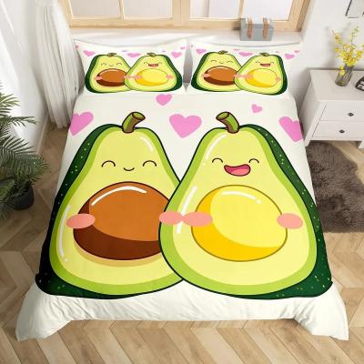Avocado Love 3D Print Queen 3Pce Duvet Cover Set