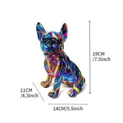 VividPet Bulldog Sculpture Colorful Resin Dog Art