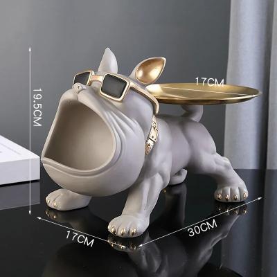 Bulldog Resin Dog Storage Box White 30cm