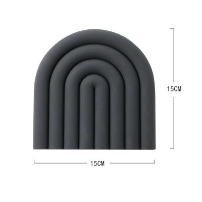 Rainbow Silicone Table Mat  Heat Resistant Coaster and Pot Holder Black 15cm
