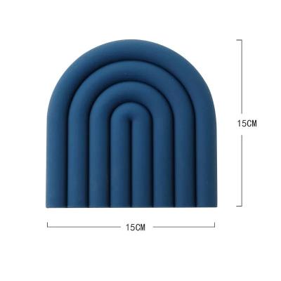 Rainbow Silicone Table Mat  Heat Resistant Coaster and Pot Holder Blue 15cm