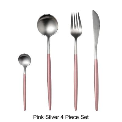Luxury Stainless Steel 18/10 Pink Silver Finish Cutlery Set 4pce