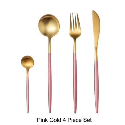 Luxury Stainless Steel 18/10 Pink Gold Finish Cutlery Set 4pce