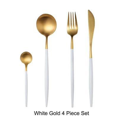 Luxury Stainless Steel 18/10 White Gold Finish Cutlery Set 4pce