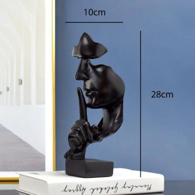 Figurine Silence Is Black Thinker Statue 28cm
