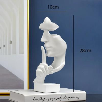 Figurine Silence Is Gold Thinker Statue White 28cm