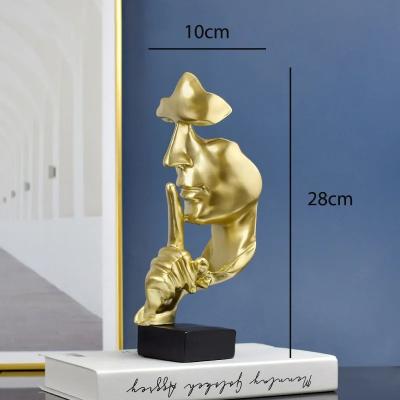 Figurine Silence Is Gold Thinker Statue Gold 28cm