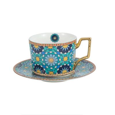 Luxury European Ceramic Coffee Cup &amp;amp; Saucer Set 2pc Aurora Bliss