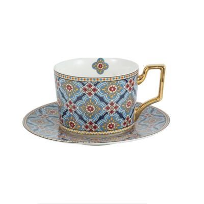 Luxury European Ceramic Coffee Cup &amp;amp;amp; Saucer Set 2pc Sky Blue