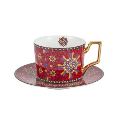Luxury European Ceramic Coffee Cup &amp;amp;amp; Saucer Set 2pc Multi Colour