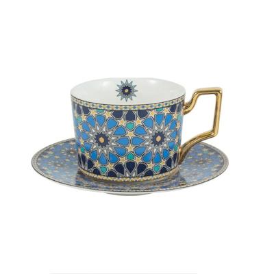 Luxury European Ceramic Coffee Cup &amp;amp;amp; Saucer Set 2pc Blue